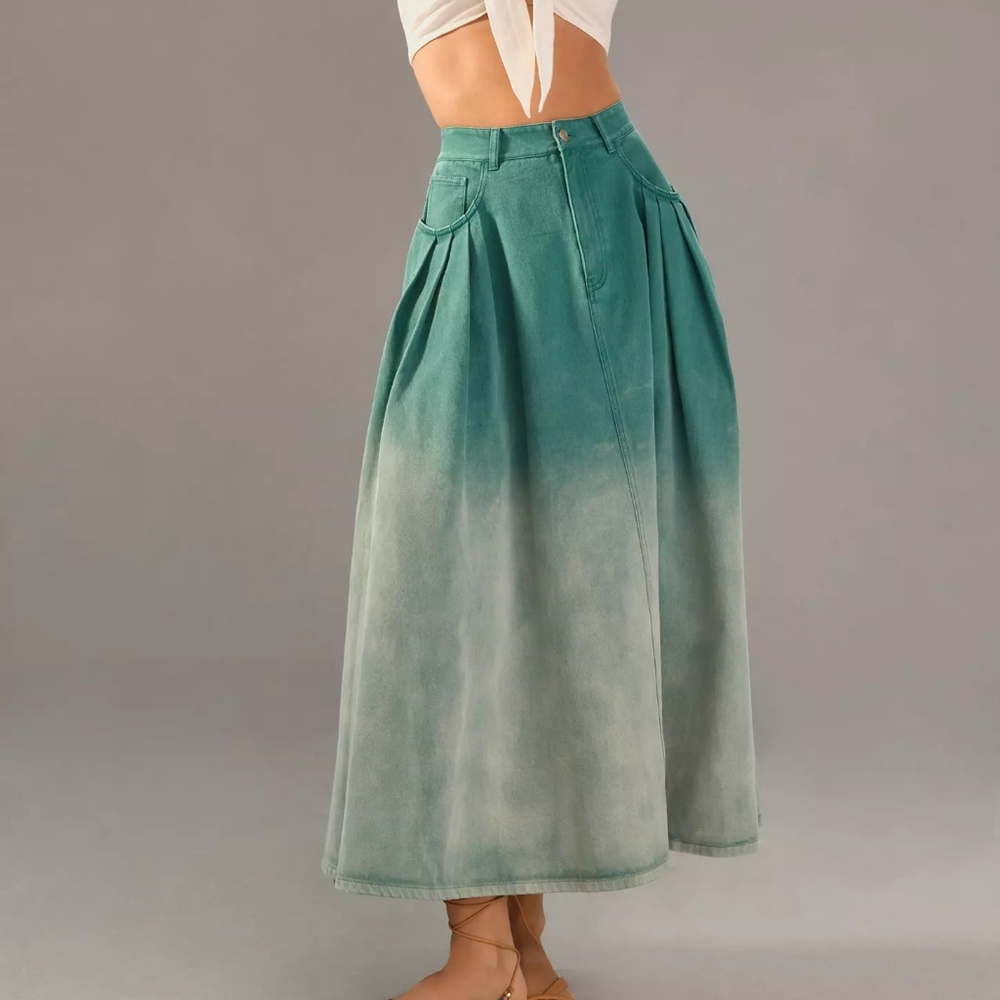 Mare Mare x Anthropologie Pleated Ombre Denim Skirt